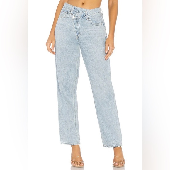 Agolde Denim - Agolde Blue Criss Cross Straight Leg Jeans High-Rise